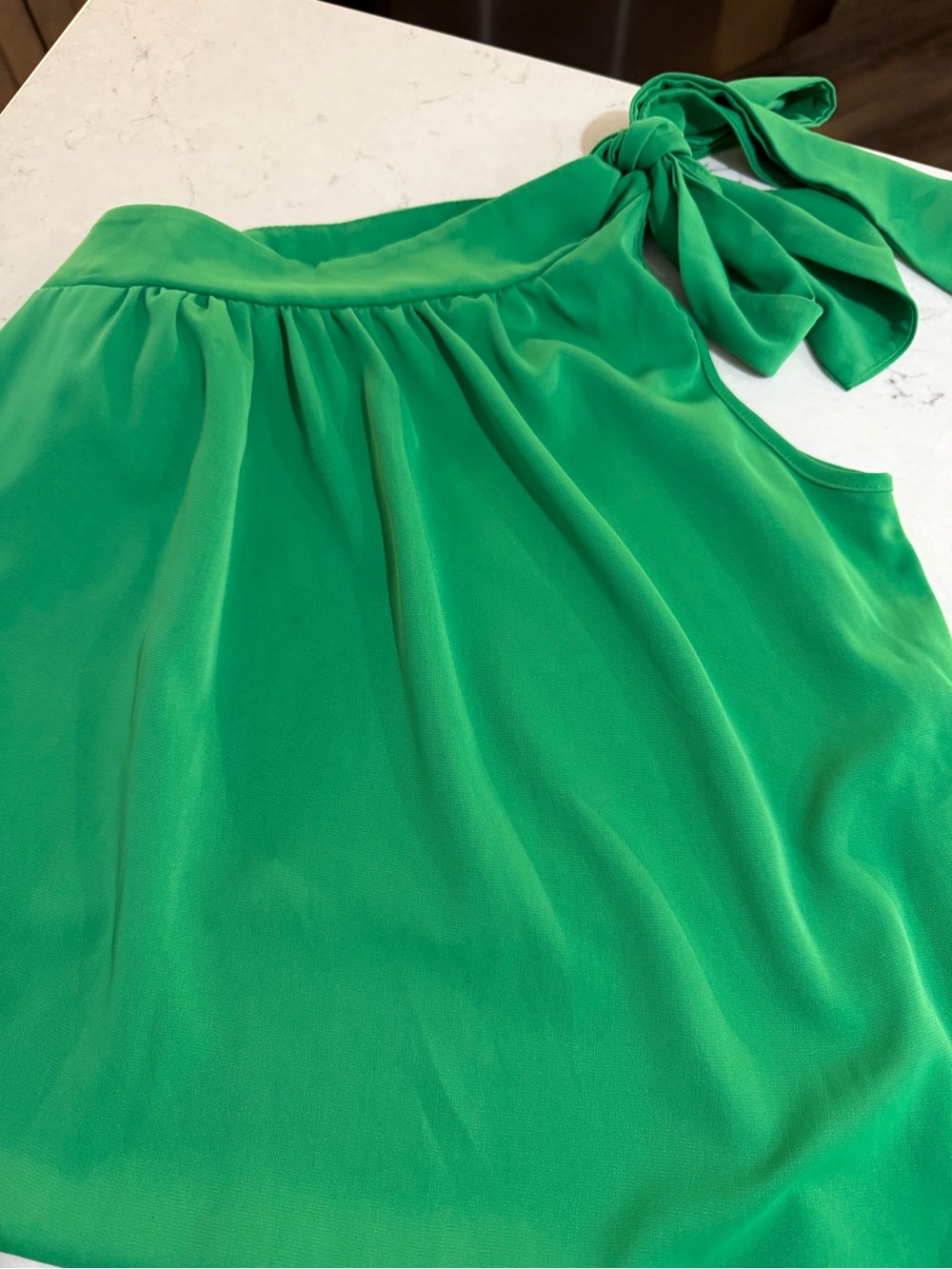 Green One-Shoulder Tie Blouse - Women's Top
